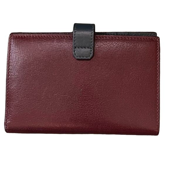 Vintage 80s Givenchy Red Gray Leather Compact Small Wallet - Picture 2 of 3